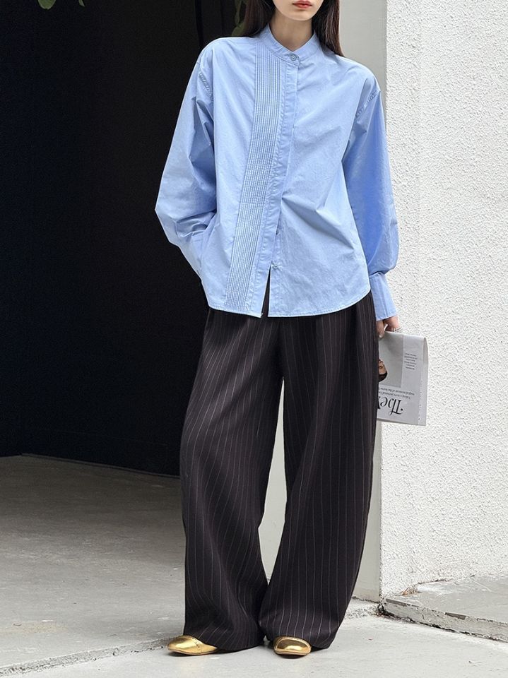 STAY HERE東大門直郵女裝新款職業26春季襯衫蕾絲衫褶裥棉STAY HERE襯衫/蕾絲衫