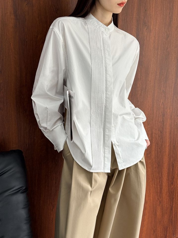 STAY HERE東大門直郵女裝新款職業26春季襯衫蕾絲衫褶裥棉STAY HERE襯衫/蕾絲衫