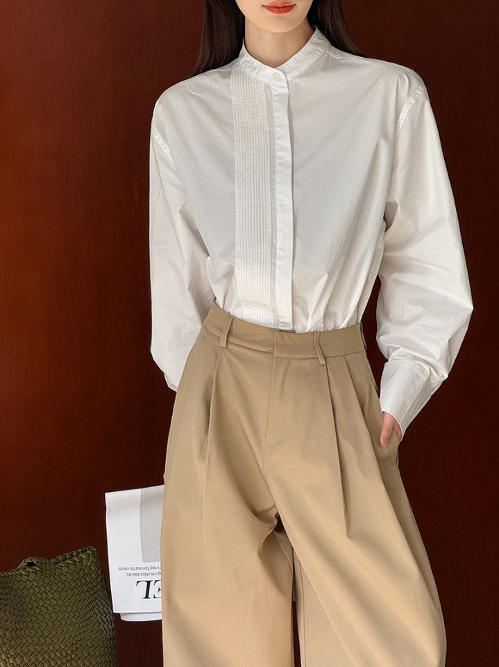 STAY HERE東大門直郵女裝新款職業26春季襯衫蕾絲衫褶裥棉STAY HERE襯衫/蕾絲衫