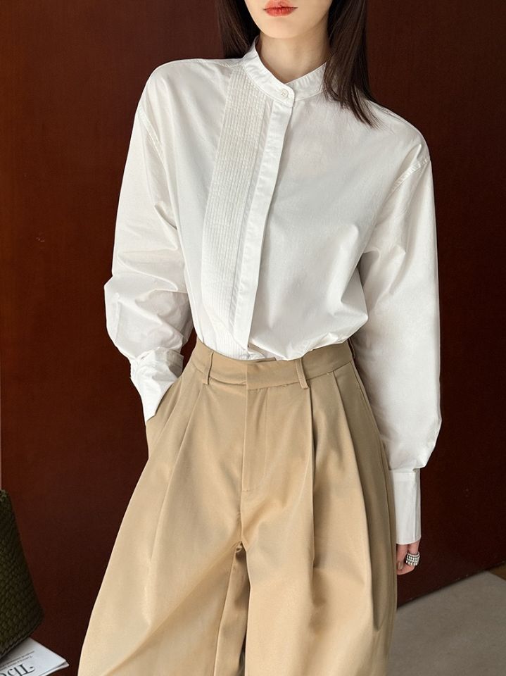 STAY HERE東大門直郵女裝新款職業26春季襯衫蕾絲衫褶裥棉STAY HERE襯衫/蕾絲衫