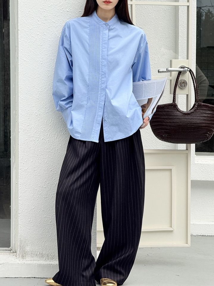 STAY HERE東大門直郵女裝新款職業26春季襯衫蕾絲衫褶裥棉STAY HERE襯衫/蕾絲衫