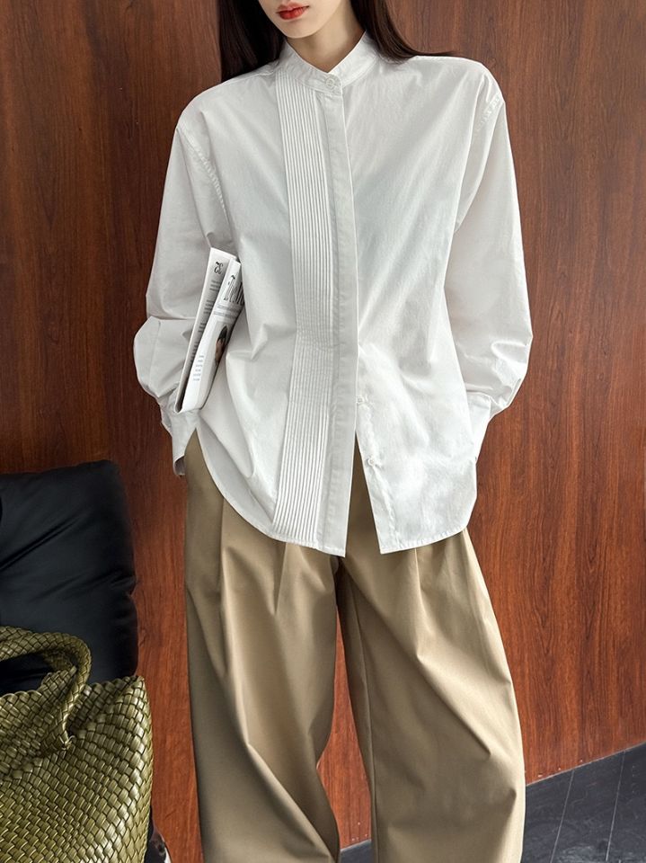 STAY HERE東大門直郵女裝新款職業26春季襯衫蕾絲衫褶裥棉STAY HERE襯衫/蕾絲衫