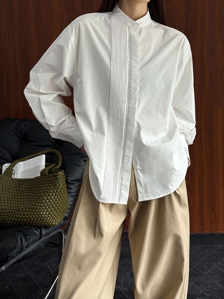 STAY HERE東大門直郵女裝新款職業26春季襯衫蕾絲衫褶裥棉STAY HERE襯衫/蕾絲衫