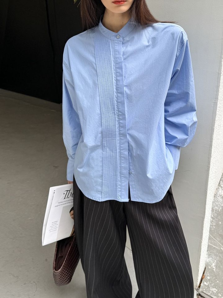 STAY HERE東大門直郵女裝新款職業26春季襯衫蕾絲衫褶裥棉STAY HERE襯衫/蕾絲衫