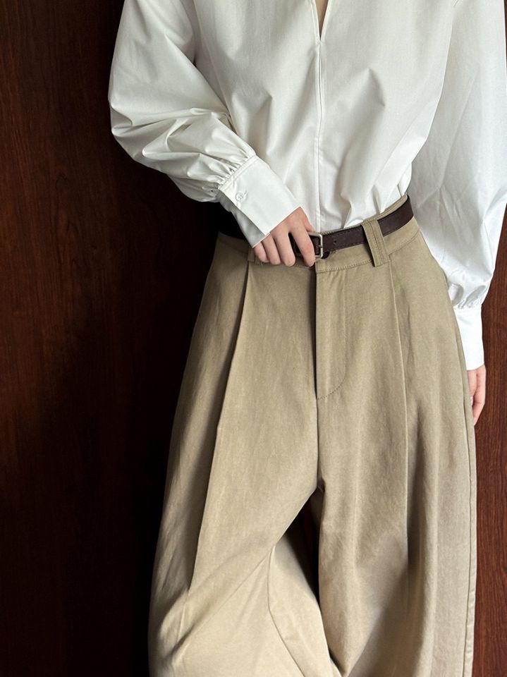 STAY HERE韓國代購女裝新款推薦休閑褲不含腰帶闊腿褲棉質STAY HERE休閑褲