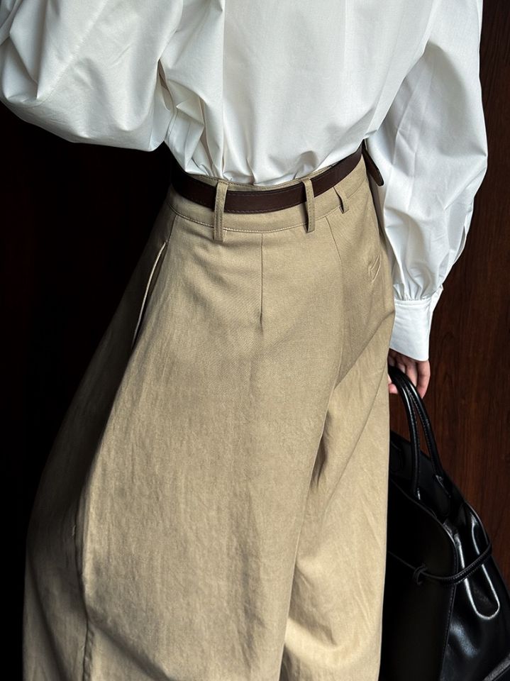 STAY HERE韓國代購女裝新款推薦休閑褲不含腰帶闊腿褲棉質STAY HERE休閑褲