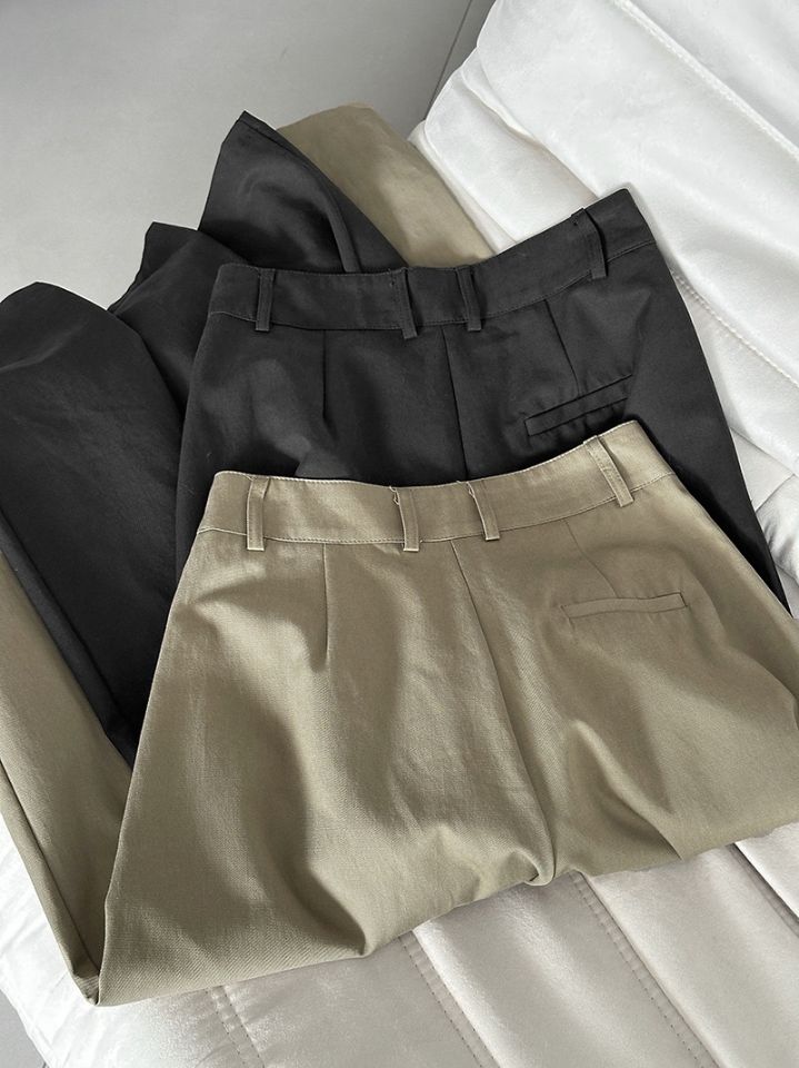 STAY HERE韓國代購女裝新款推薦休閑褲不含腰帶闊腿褲棉質STAY HERE休閑褲