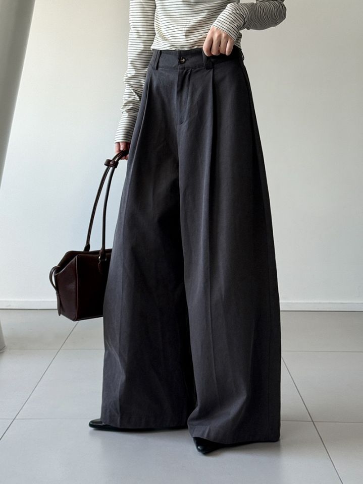 STAY HERE韓國代購女裝新款推薦休閑褲不含腰帶闊腿褲棉質STAY HERE休閑褲圖色2