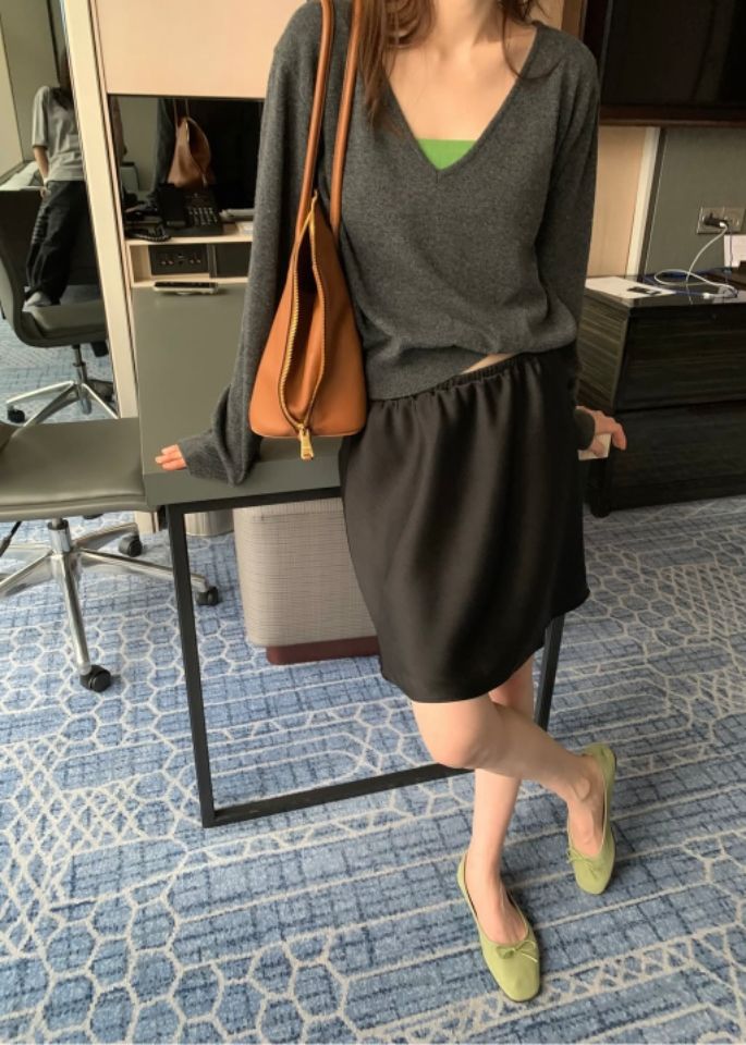 STAY HERE韓國代購女士新品26春季休閑時尚職業針織衫V領STAY HERE針織衫