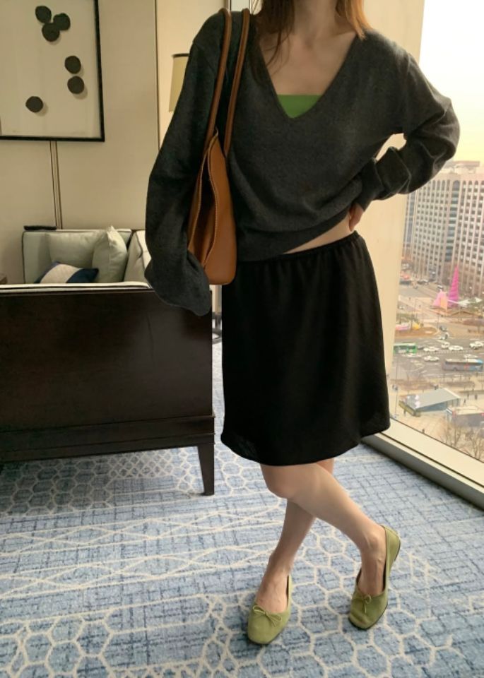 STAY HERE韓國代購女士新品26春季休閑時尚職業針織衫V領STAY HERE針織衫