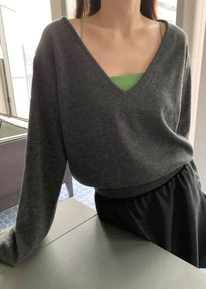 STAY HERE韓國代購女士新品26春季休閑時尚職業針織衫V領STAY HERE針織衫