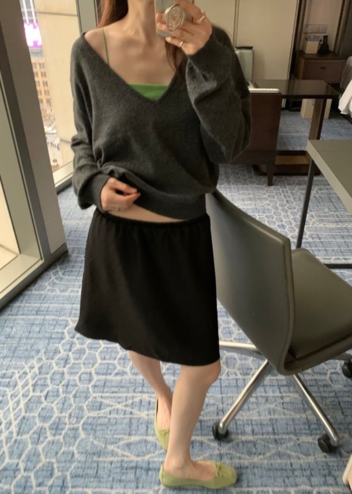 STAY HERE韓國代購女士新品26春季休閑時尚職業針織衫V領STAY HERE針織衫