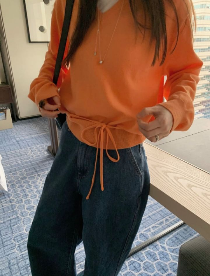 STAY HERE韓國直郵女士新款推薦時尚休閑針織衫不含內搭V領STAY HERE針織衫