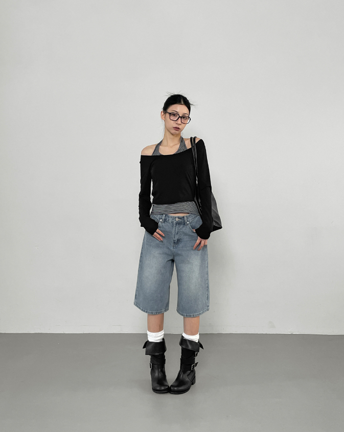 SHOTGUN東大門代購女裝新款時尚休閑推薦真品長袖T恤假兩件SHOTGUN長袖T恤