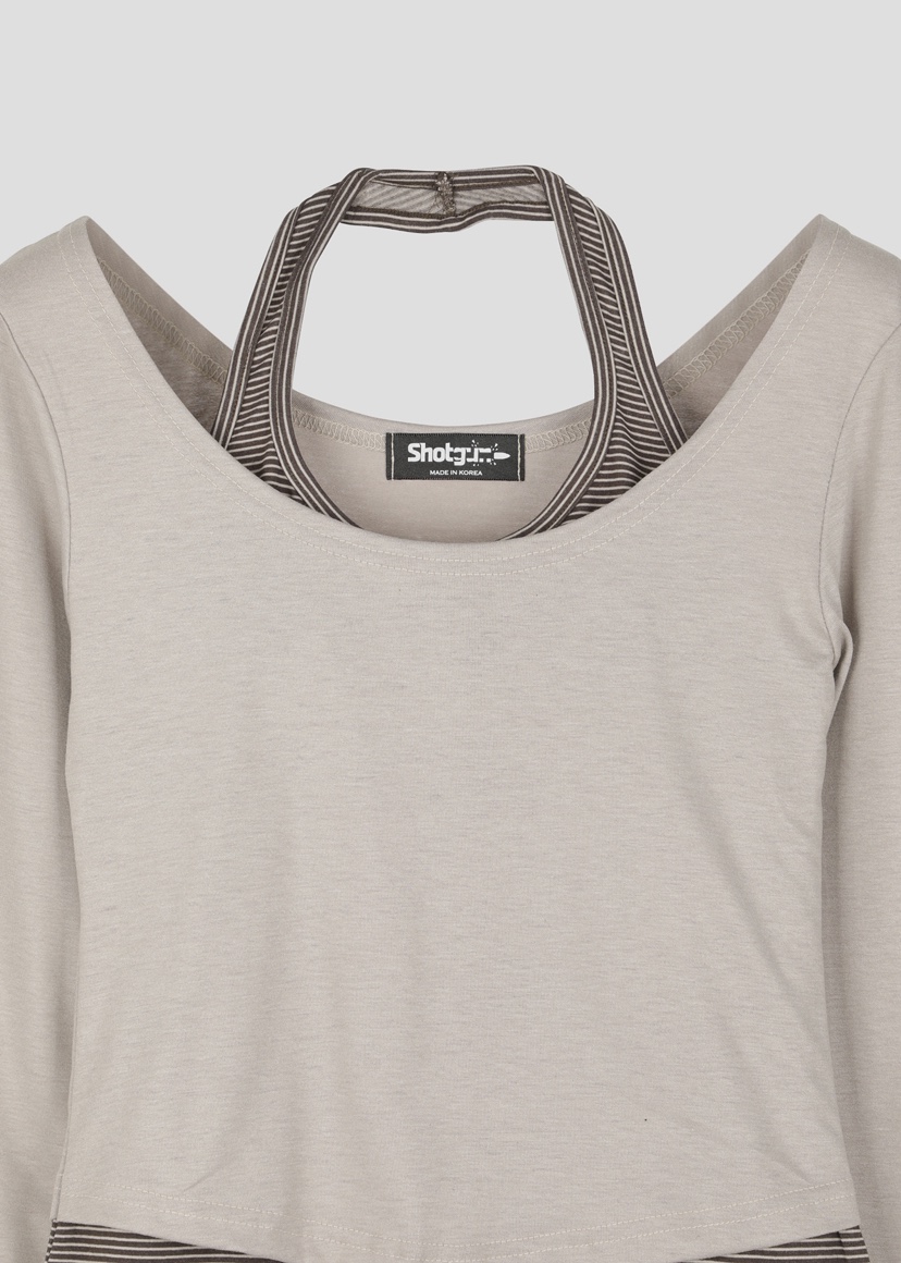 SHOTGUN東大門代購女裝新款時尚休閑推薦真品長袖T恤假兩件SHOTGUN長袖T恤