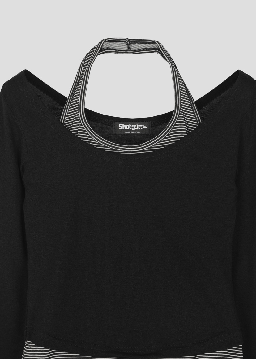 SHOTGUN東大門代購女裝新款時尚休閑推薦真品長袖T恤假兩件SHOTGUN長袖T恤