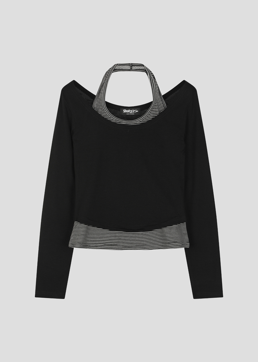 SHOTGUN東大門代購女裝新款時尚休閑推薦真品長袖T恤假兩件SHOTGUN長袖T恤圖色2