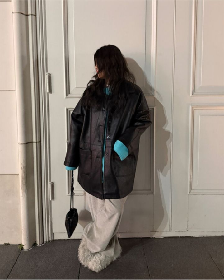 LIVE FOREVER東大門直郵女士新品推薦26春季中長款大衣皮革LIVE FOR_EVER中長款大衣