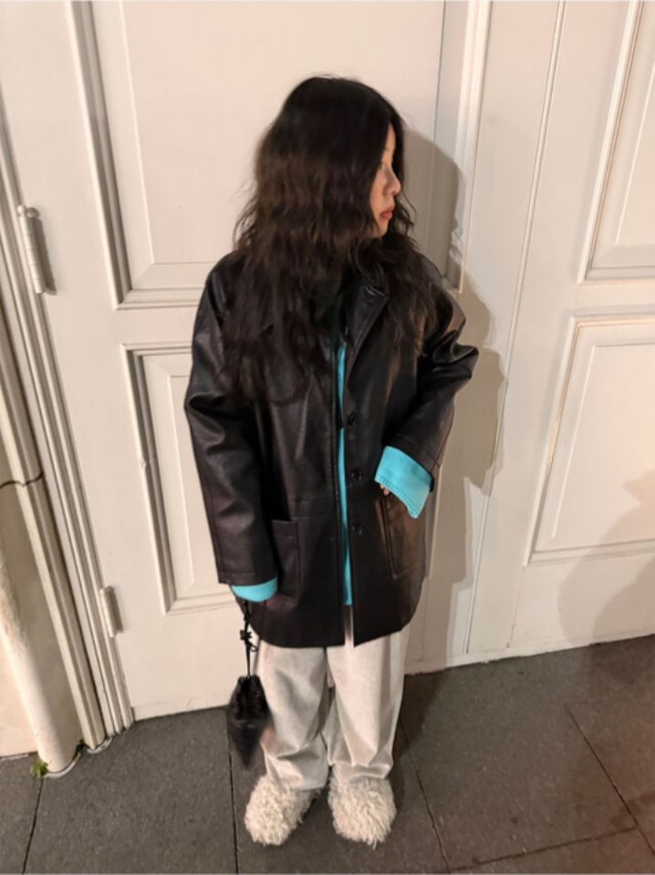 LIVE FOREVER東大門直郵女士新品推薦26春季中長款大衣皮革LIVE FOR_EVER中長款大衣