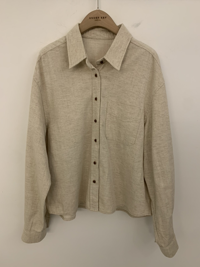 UNDER KEY東大門代購女裝新款推薦職業襯衫蕾絲衫亞麻駝色UNDER KEY襯衫/蕾絲衫圖色3