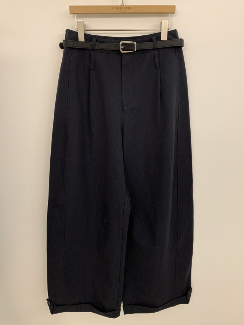 UNDER KEY韓國直郵女士新品熱賣26春夏人氣休閑褲含腰帶UNDER KEY休閑褲圖色4深藍色