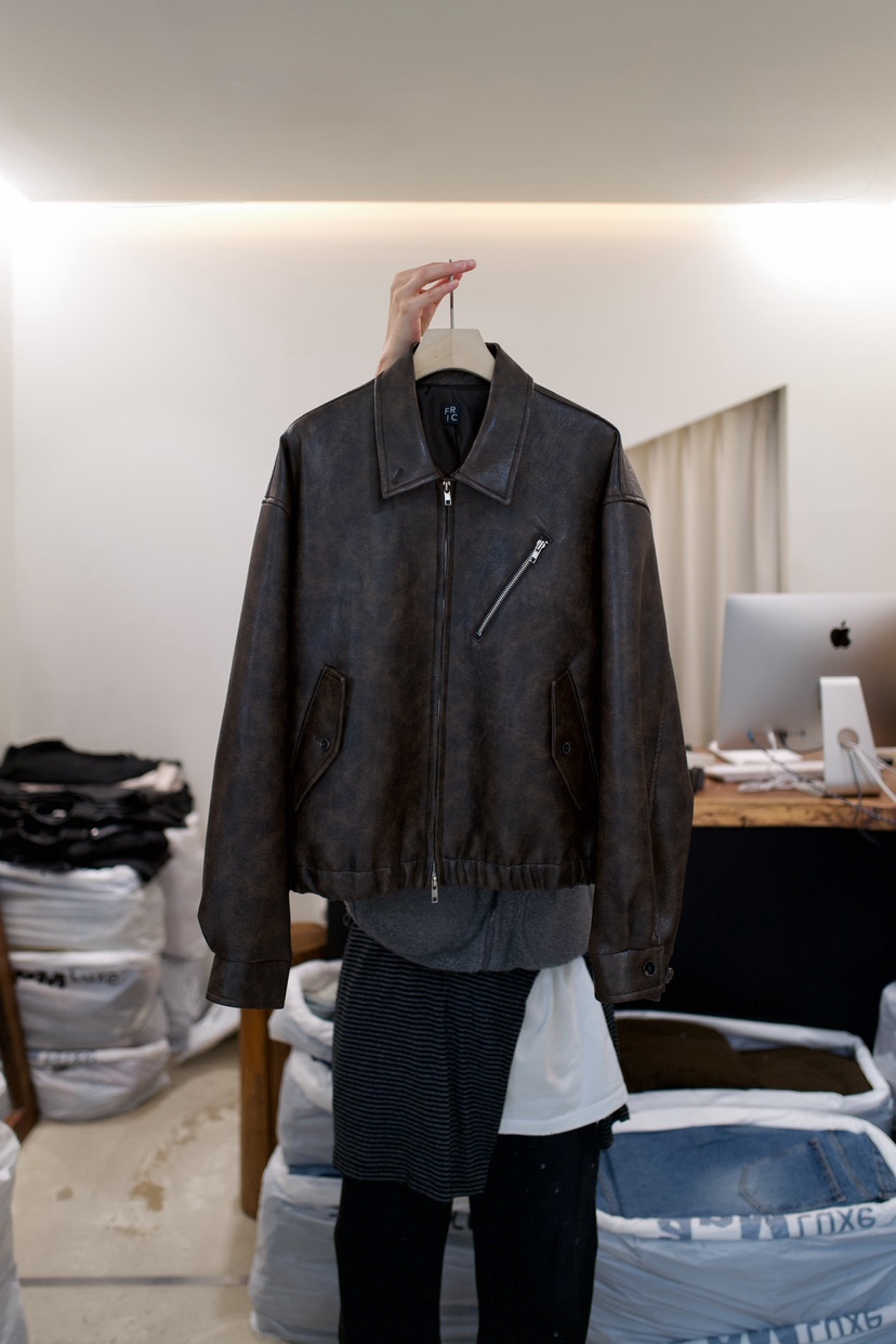 FRIC韓國代購女士新款休閑時尚人氣熱賣26春夏真品職業皮衣FRIC皮衣圖色3