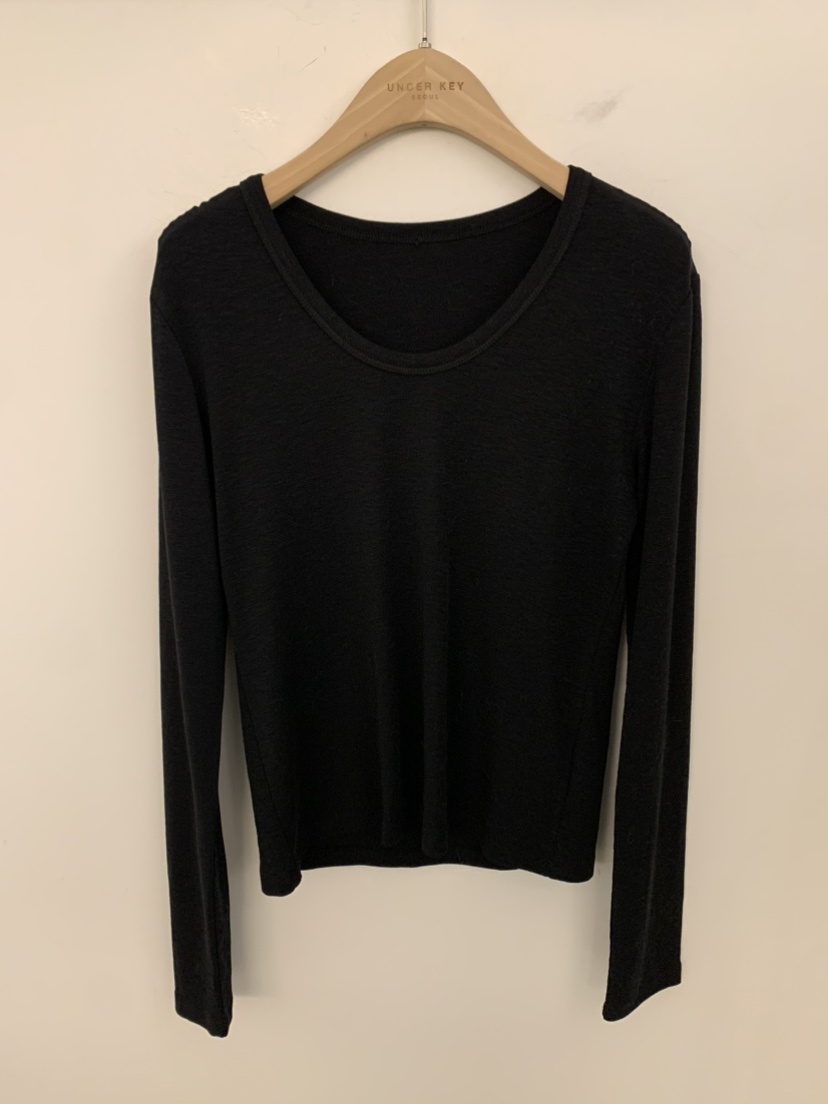 UNDER KEY東大門實拍女士新品推薦職業熱賣時尚真品長袖T恤UNDER KEY長袖T恤圖色5黑色