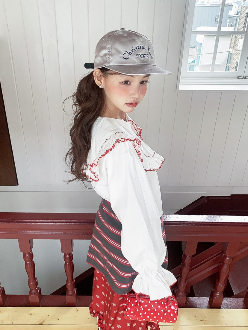 JKICHI韓國代購女裝新品休閑時尚人氣真品襯衫蕾絲衫刺繡JKICHI襯衫/蕾絲衫