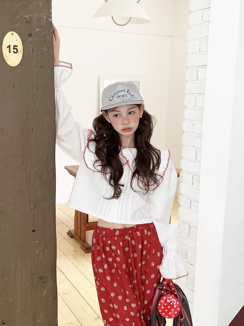 JKICHI韓國代購女裝新品休閑時尚人氣真品襯衫蕾絲衫刺繡JKICHI襯衫/蕾絲衫