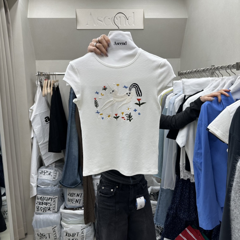 ASCEND韓國直郵女士新品26春夏時尚休閑熱賣人氣真品推薦T恤ASCENDT恤圖色1