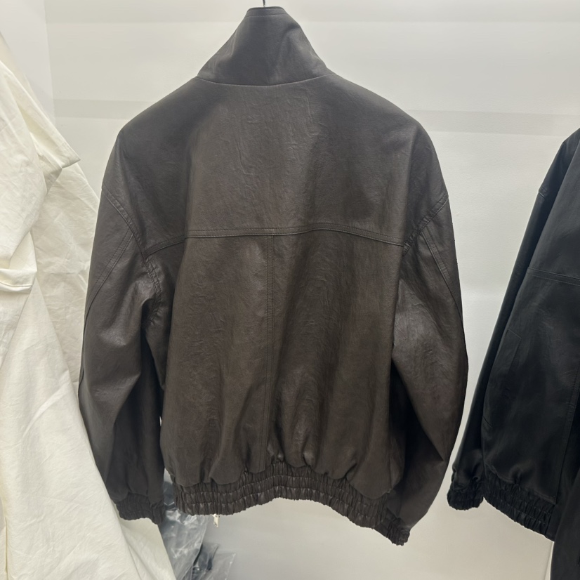 HELVETICA韓國代購女裝新款真品時尚熱賣皮衣皮革高領短款HELVETICA皮衣