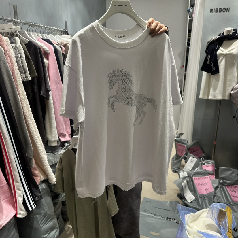 RIBBON東大門代購女士新款26春夏熱賣推薦時尚職業人氣T恤RIBBONT恤圖色1