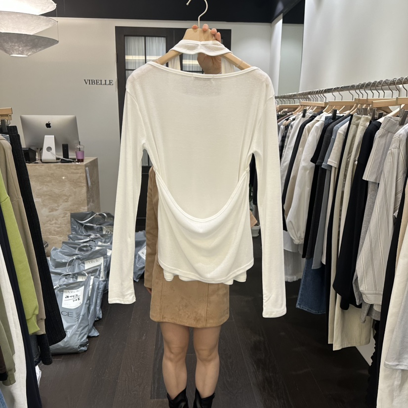 VIBELLE東大門代購女裝新品人氣熱賣真品休閑長袖T恤假兩件VIBELLE長袖T恤