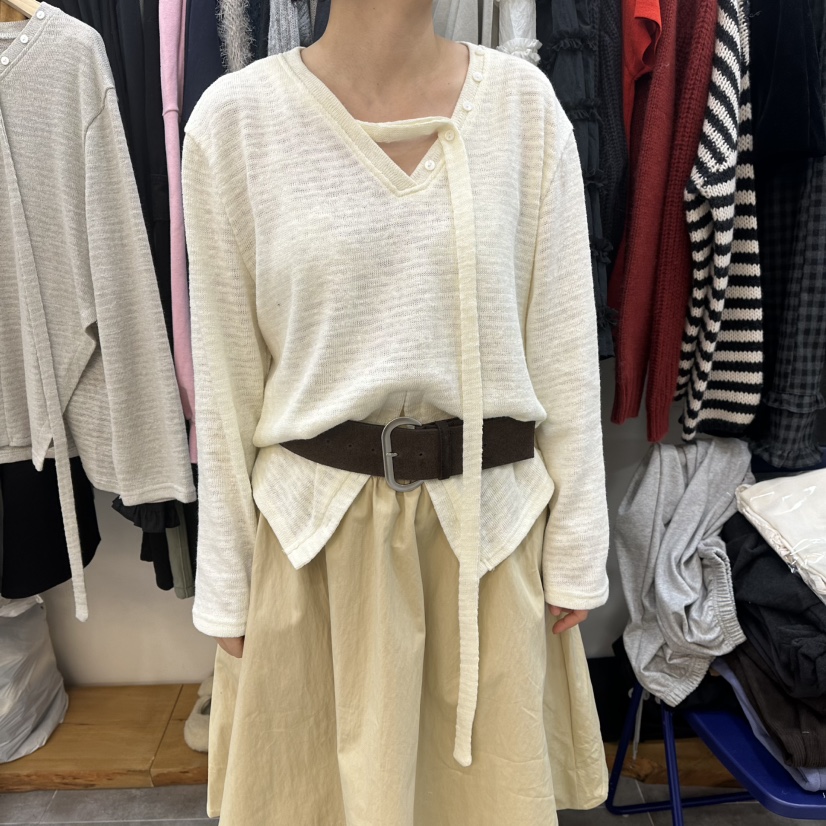 DELIGHT-L東大門實拍女士新品真品針織衫不含腰帶V領紐扣DELIGHT-L針織衫圖色1