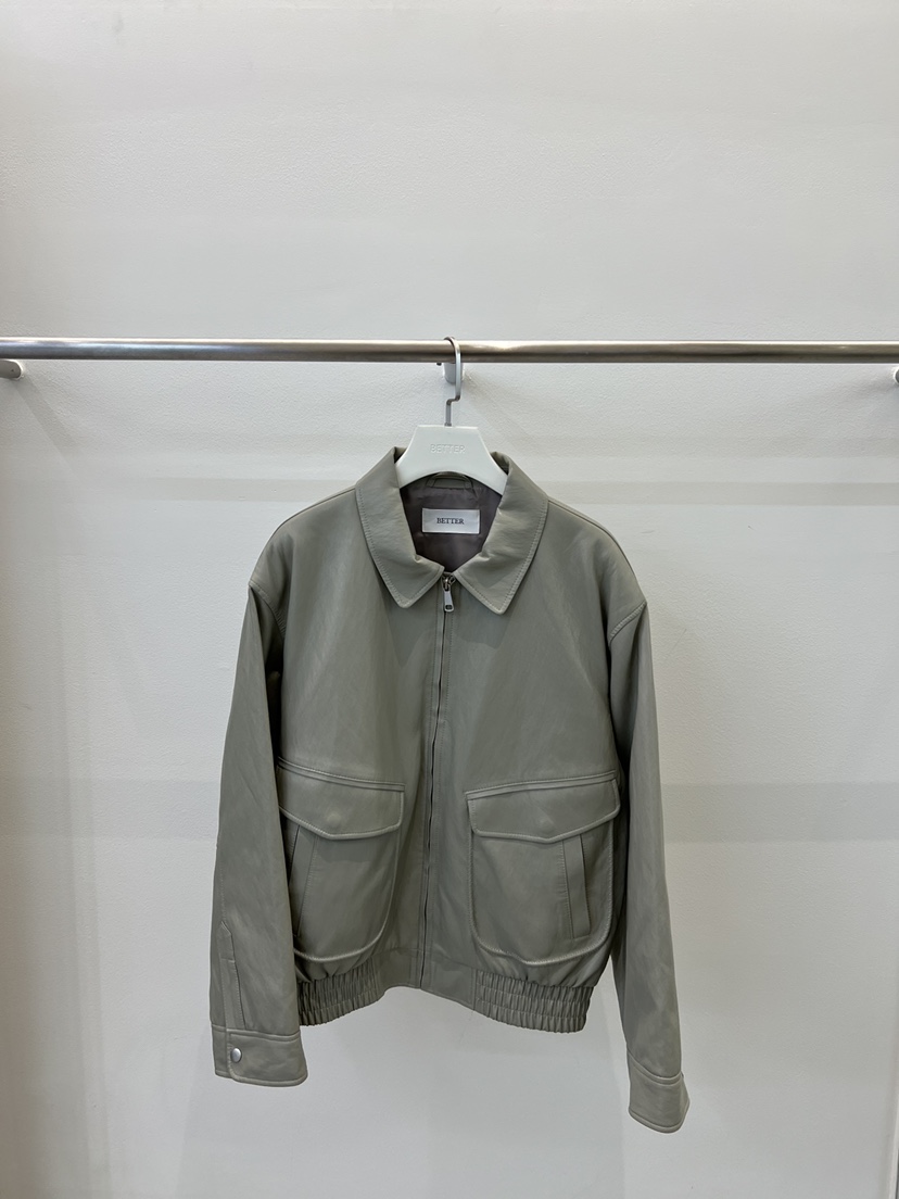 BETTER韓國代購女裝新品職業休閑人氣推薦夾克雙口袋皮革BETTER夾克圖色1