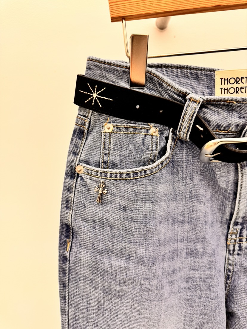 THORE韓國代購女士新品真品推薦人氣熱賣牛仔褲含腰帶套裝THORE牛仔褲