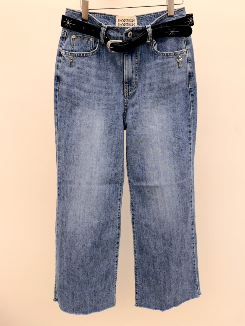 THORE韓國代購女士新品真品推薦人氣熱賣牛仔褲含腰帶套裝THORE牛仔褲圖色1