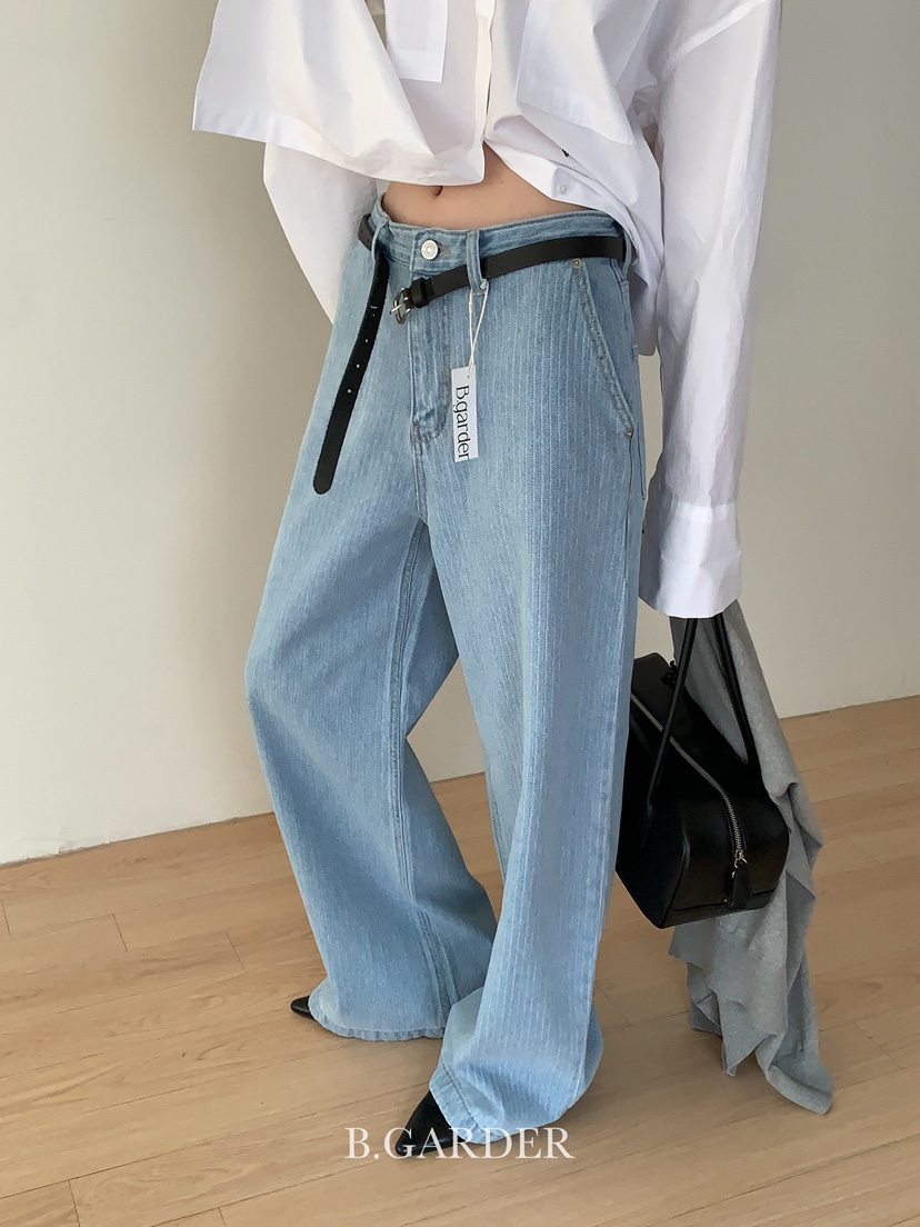 B_GARDER東大門直郵女裝新款26春夏真品時尚人氣牛仔褲條紋B.GARDER牛仔褲