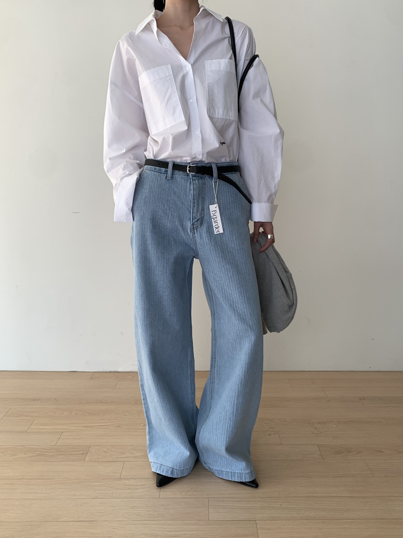 B_GARDER東大門直郵女裝新款26春夏真品時尚人氣牛仔褲條紋B.GARDER牛仔褲