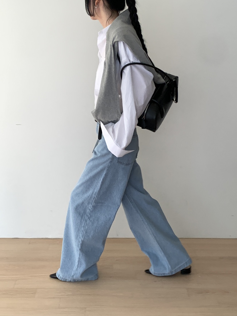 B_GARDER東大門直郵女裝新款26春夏真品時尚人氣牛仔褲條紋B.GARDER牛仔褲