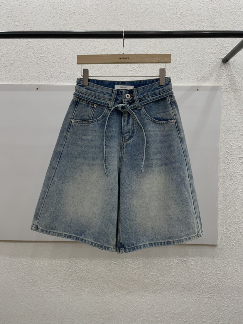 EGGPLANT東大門直郵女士新品熱賣職業真品時尚短褲含腰繩EGGPLANT短褲圖色1