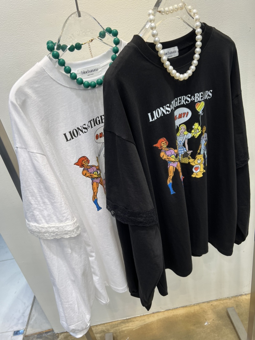 BLUE BANANA韓國代購女士新品26春夏長袖T恤不含項鏈假兩件BLUE BANANA長袖T恤