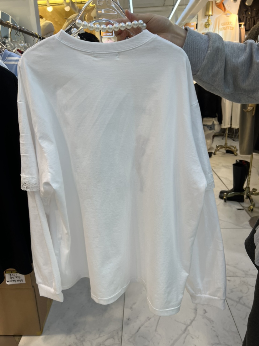 BLUE BANANA韓國代購女士新品26春夏長袖T恤不含項鏈假兩件BLUE BANANA長袖T恤