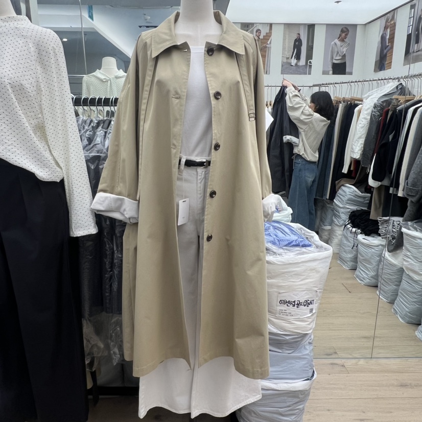 MOI-A東大門代購女裝新品推薦真品26春夏時尚長款風衣棉MOI-A長款風衣圖色1