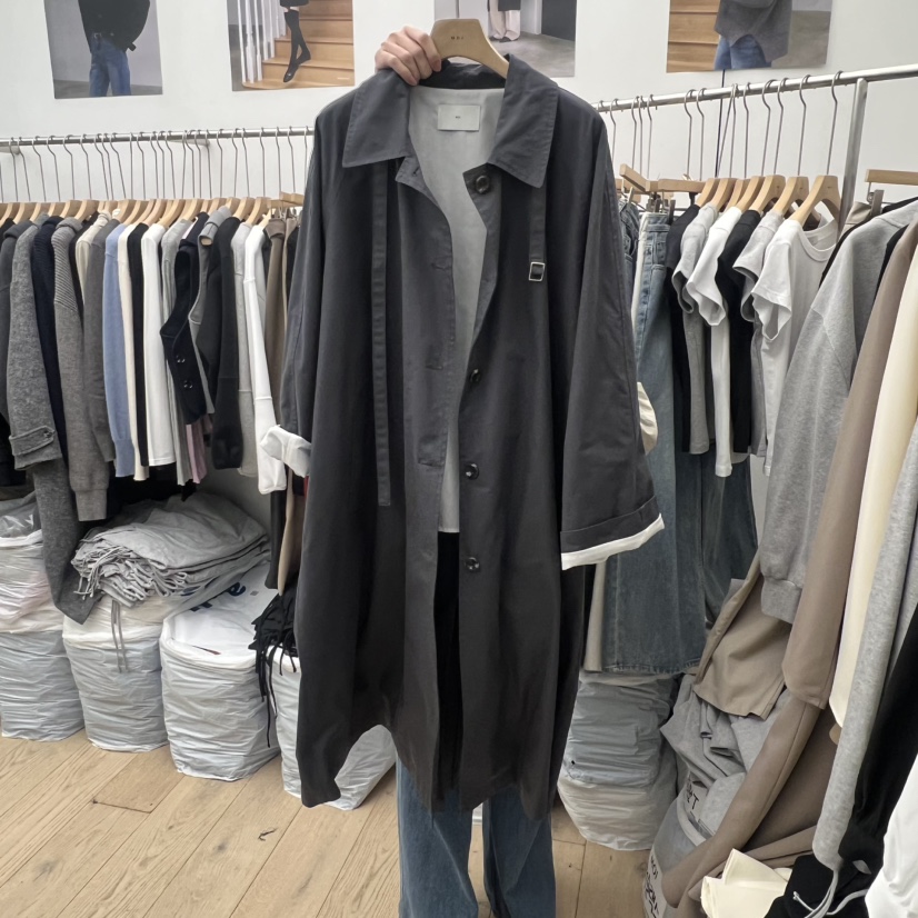 MOI-A東大門代購女裝新品推薦真品26春夏時尚長款風衣棉MOI-A長款風衣圖色2