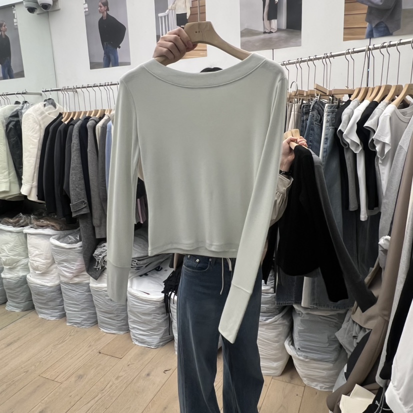 MOI-A韓國直郵女士新款熱賣職業26春夏休閑真品長袖T恤修身MOI-A長袖T恤圖色2