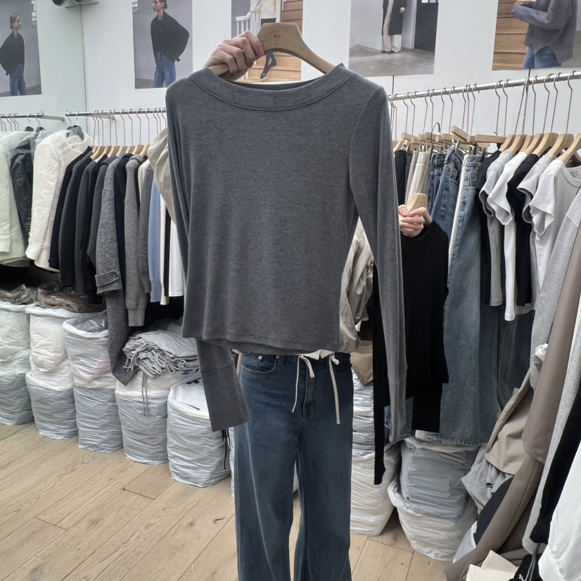 MOI-A韓國直郵女士新款熱賣職業26春夏休閑真品長袖T恤修身MOI-A長袖T恤圖色3