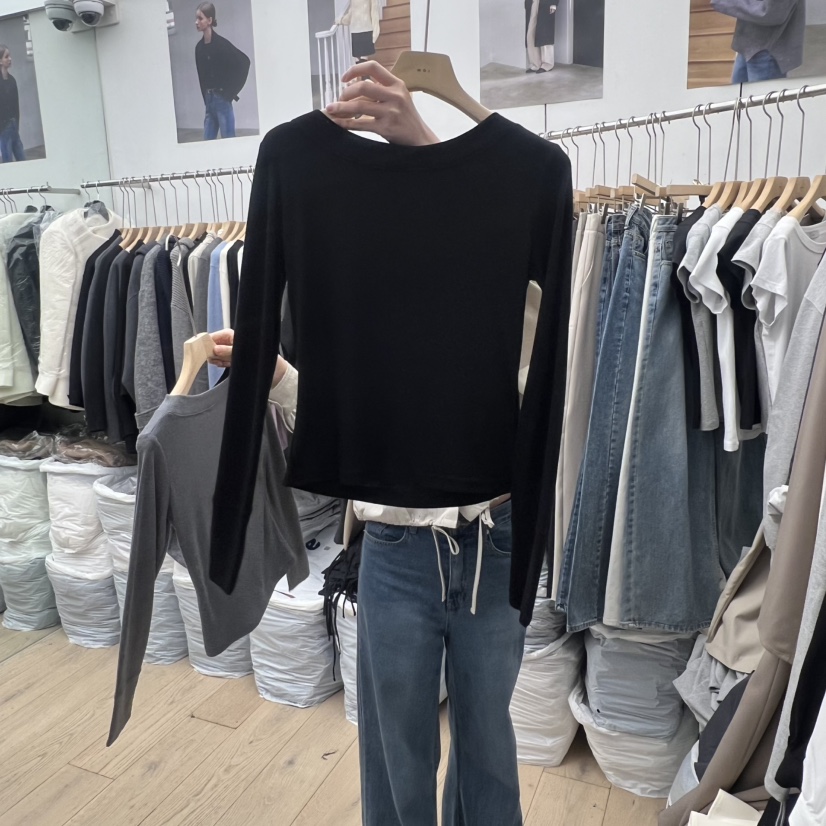 MOI-A韓國直郵女士新款熱賣職業26春夏休閑真品長袖T恤修身MOI-A長袖T恤圖色4