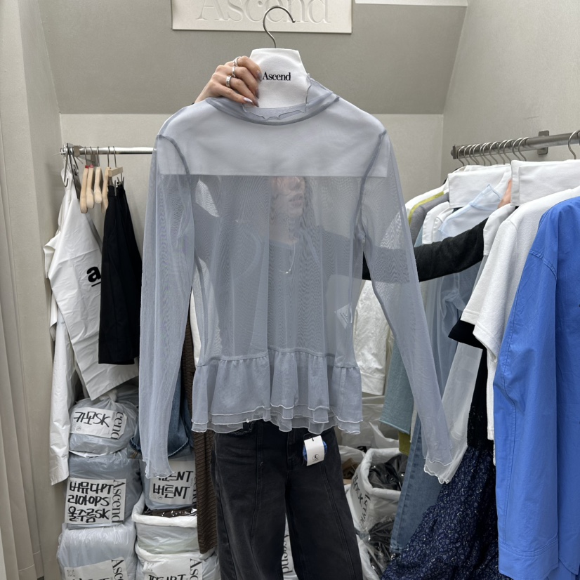 ASCEND東大門實拍女士新款推薦人氣真品職業襯衫蕾絲衫透明ASCEND襯衫/蕾絲衫圖色2