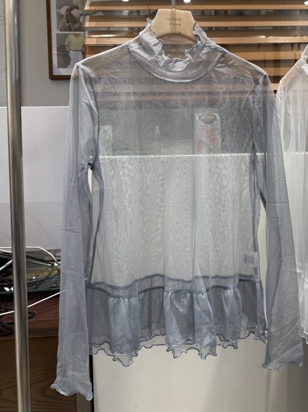 DE GO YOU韓國直郵女士新品休閑熱賣襯衫蕾絲衫荷葉邊透視DE GO YOU襯衫/蕾絲衫圖色1